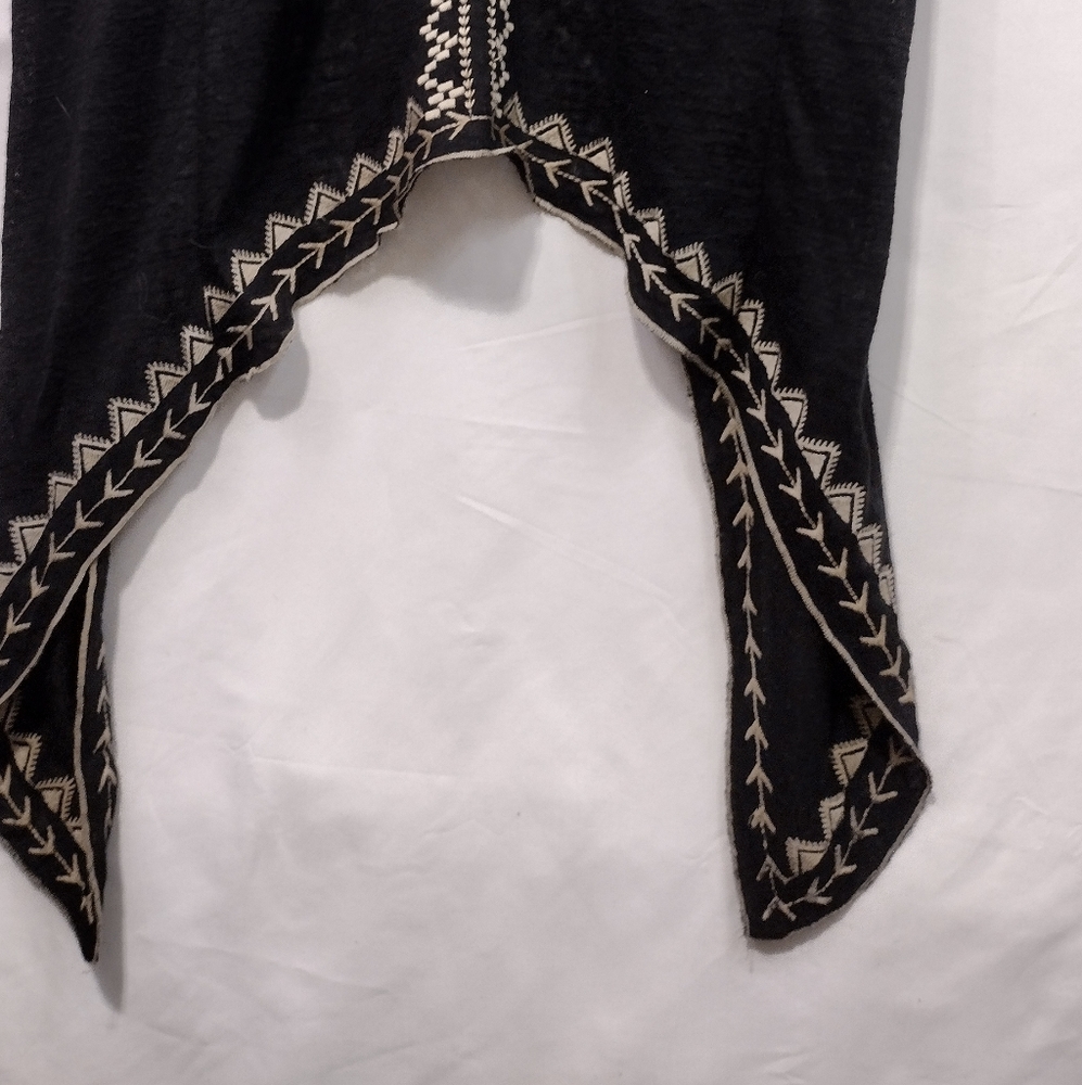 Hot & Delicious Embroidered Long Kimono Women's S Black Cream Boho Retro Beach - Picture 7 of 9